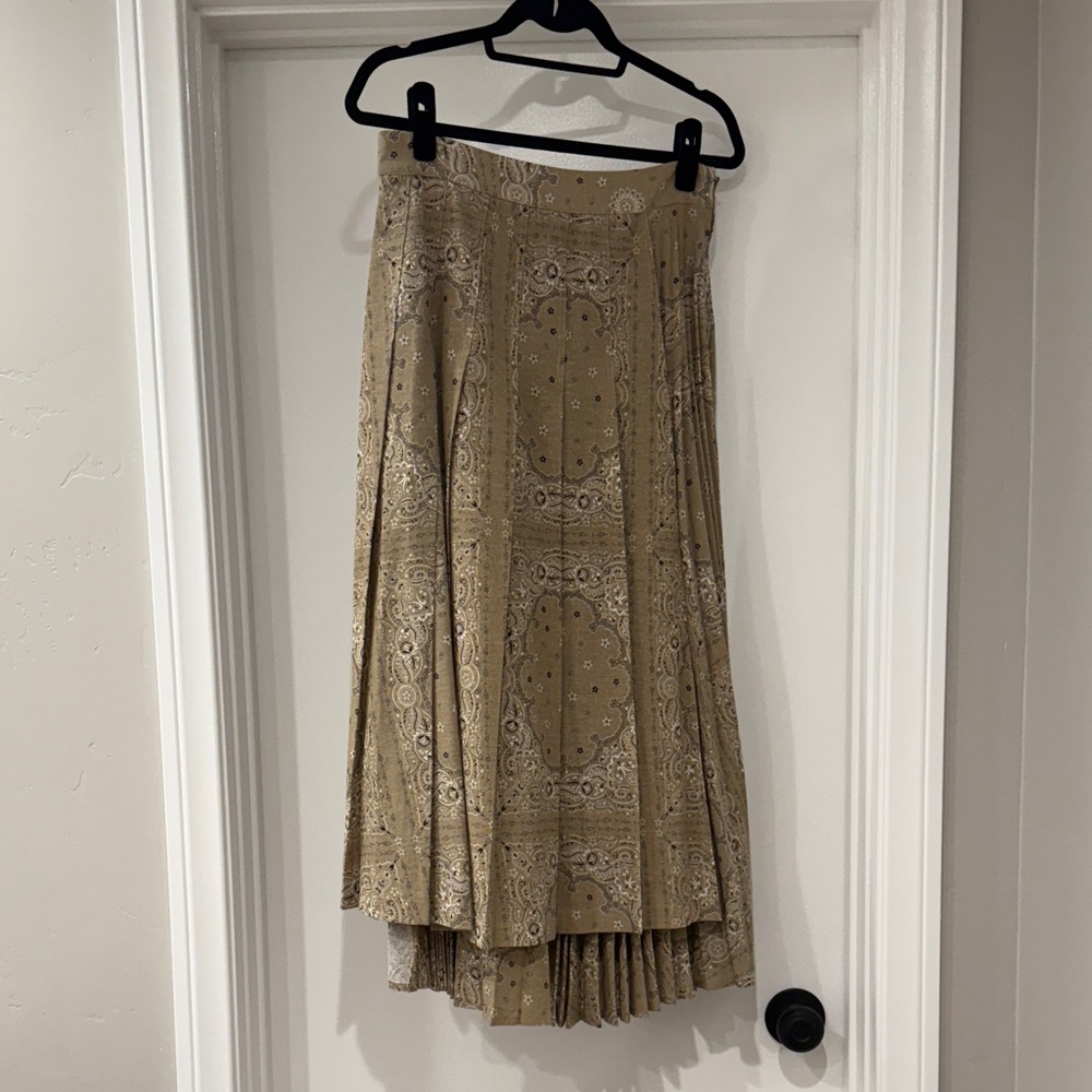 Miss Me Tan Paisley ( bandana) Women's asymmetrical pleated Midi Skirt